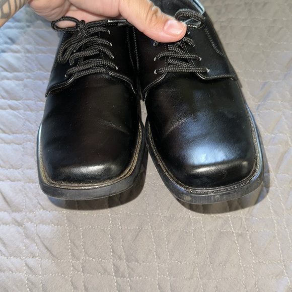 F & T KID BOY YOUTH BLACK FORMAL WEDDING DRESS SHOES - Picture 2 of 9